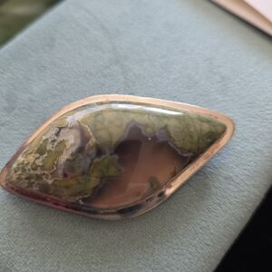 Green and Brown Agate Statement Brooch - Women Jewelry